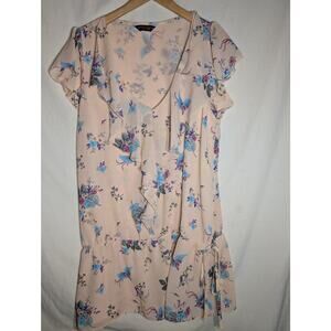 Dorothy Perkins Womens floral drop waist tunic blouse Sz XL Whimsical ruffle